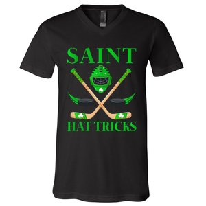 Saint Hatricks Leprechaun Hockey St. Patrick's Day V-Neck T-Shirt