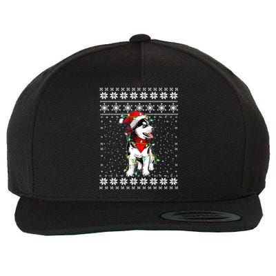 Siberian Husky Lovers Ugly Xmas Sweater Lights Santa Hat Gift Wool Snapback Cap