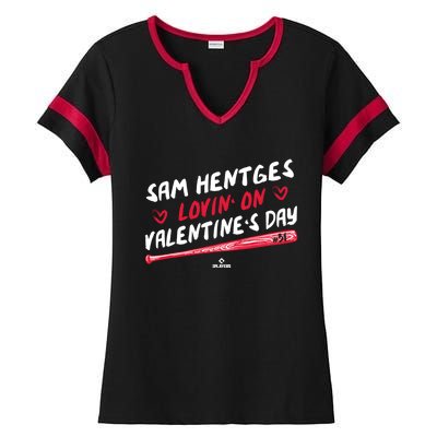 Sam Hentges Lovin On Valentines Day Baseball Lover Great Gift Ladies Halftime Notch Neck Tee