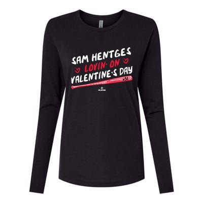 Sam Hentges Lovin On Valentines Day Baseball Lover Great Gift Womens Cotton Relaxed Long Sleeve T-Shirt