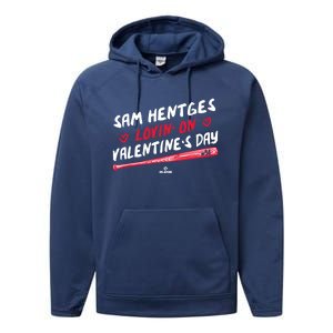 Sam Hentges Lovin On Valentines Day Baseball Lover Great Gift Performance Fleece Hoodie