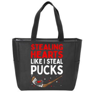 Stealing Heart Like I Steal Pucks Valentines Day Hockey Cute Zip Tote Bag