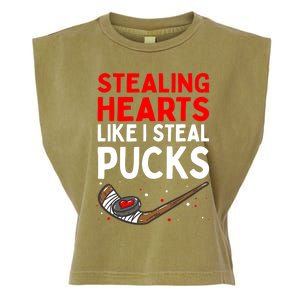 Stealing Heart Like I Steal Pucks Valentines Day Hockey Cute Garment-Dyed Women's Muscle Tee