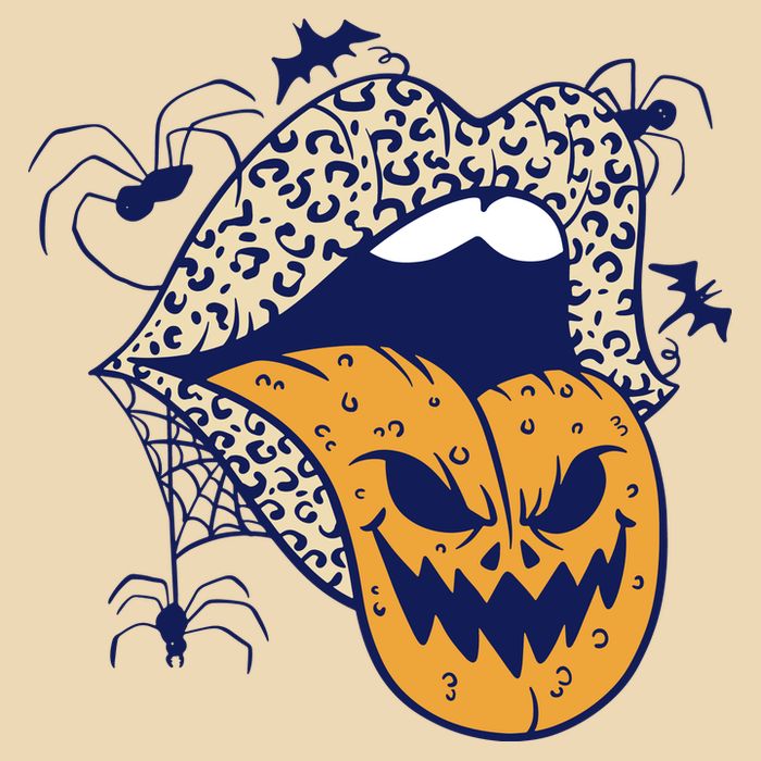 Spooky Halloween Lips Drawstring Bag