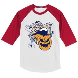 Spooky Halloween Lips Kids Colorblock Raglan Jersey