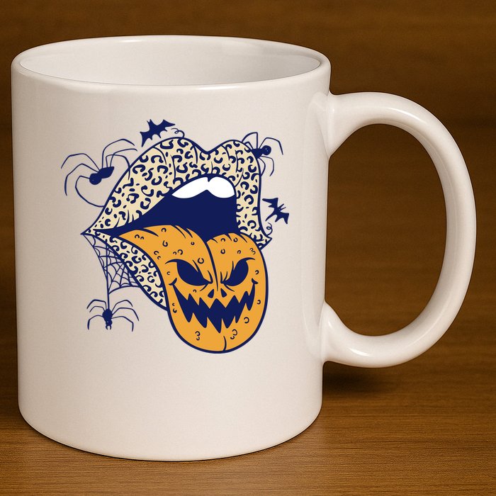 Spooky Halloween Lips 11oz C Handle Ceramic Mug