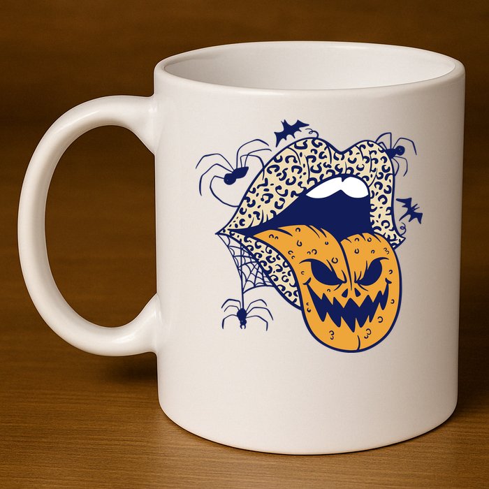 Spooky Halloween Lips 11oz C Handle Ceramic Mug