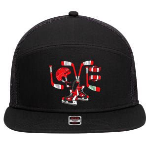 Stealing Hearts Like I Steal Pucks Valentines Day Ice Hockey 7 Panel Mesh Trucker Snapback Hat