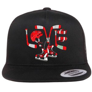 Stealing Hearts Like I Steal Pucks Valentines Day Ice Hockey Flat Bill Trucker Hat