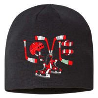 Stealing Hearts Like I Steal Pucks Valentines Day Ice Hockey Sustainable Beanie