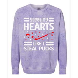 Stealing Hearts Like I Steal Pucks Hockey Valentines Day Colorblast Crewneck Sweatshirt