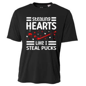 Stealing Hearts Like I Steal Pucks Hockey Valentines Day Cooling Performance Crew T-Shirt