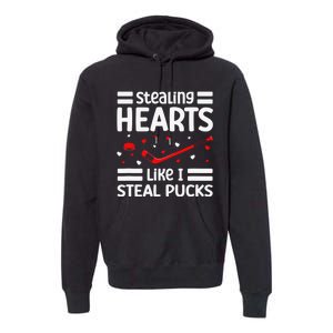 Stealing Hearts Like I Steal Pucks Hockey Valentines Day Premium Hoodie