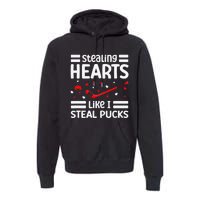 Stealing Hearts Like I Steal Pucks Hockey Valentines Day Premium Hoodie