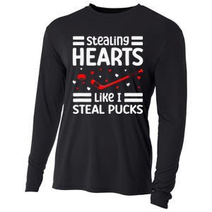 Stealing Hearts Like I Steal Pucks Hockey Valentines Day Cooling Performance Long Sleeve Crew