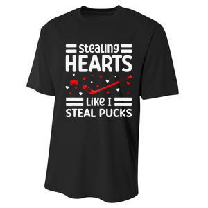 Stealing Hearts Like I Steal Pucks Hockey Valentines Day Performance Sprint T-Shirt