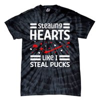 Stealing Hearts Like I Steal Pucks Hockey Valentines Day Tie-Dye T-Shirt