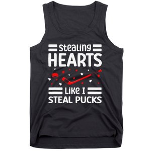 Stealing Hearts Like I Steal Pucks Hockey Valentines Day Tank Top