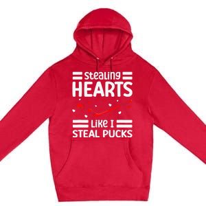 Stealing Hearts Like I Steal Pucks Hockey Valentines Day Premium Pullover Hoodie