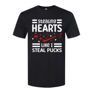 Stealing Hearts Like I Steal Pucks Hockey Valentines Day Softstyle CVC T-Shirt