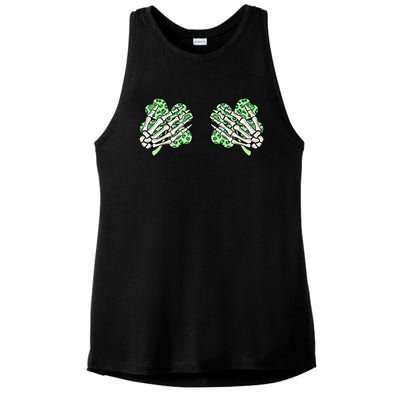 Skeleton Hands Lucky Shamrock Happy St Patricks Day Ladies PosiCharge Tri-Blend Wicking Tank