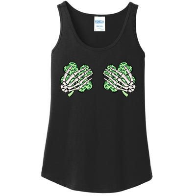 Skeleton Hands Lucky Shamrock Happy St Patricks Day Ladies Essential Tank