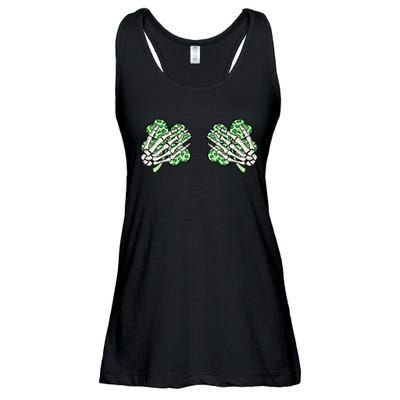 Skeleton Hands Lucky Shamrock Happy St Patricks Day Ladies Essential Flowy Tank