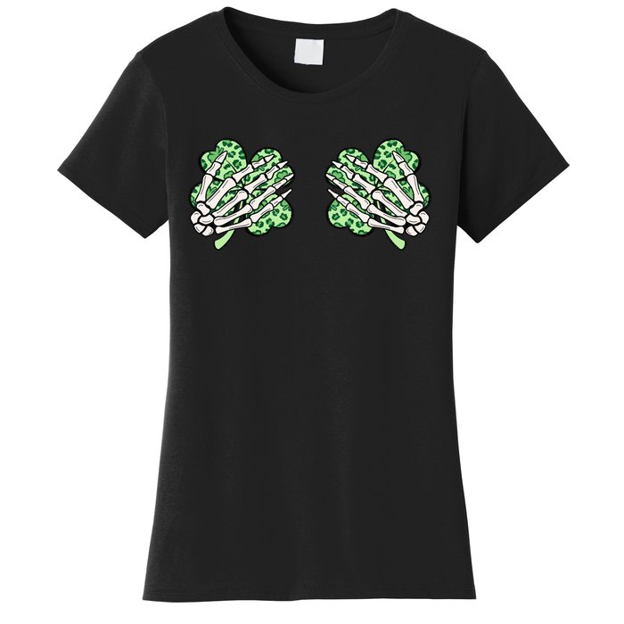 Skeleton Hands Lucky Shamrock Happy St Patricks Day Women's T-Shirt