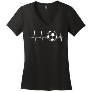 Soccer Heartbeat Lover Women's V-Neck T-Shirt