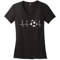 Soccer Heartbeat Lover Women's V-Neck T-Shirt