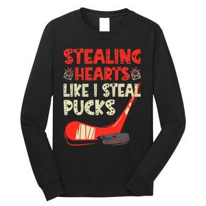 Stealing Heart Like I Steal Pucks Valentines Day Hockey Long Sleeve Shirt