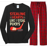 Stealing Heart Like I Steal Pucks Valentines Day Hockey Long Sleeve Pajama Set