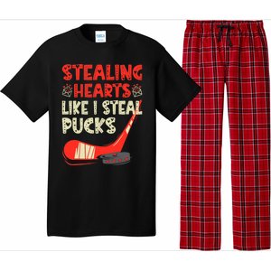 Stealing Heart Like I Steal Pucks Valentines Day Hockey Pajama Set