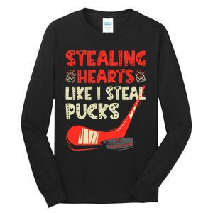 Stealing Heart Like I Steal Pucks Valentines Day Hockey Tall Long Sleeve T-Shirt