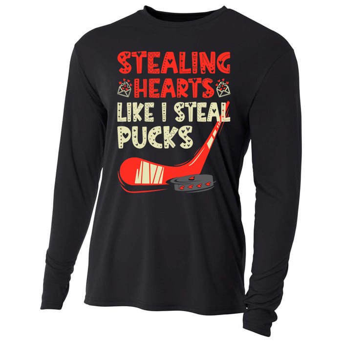 Stealing Heart Like I Steal Pucks Valentines Day Hockey Cooling Performance Long Sleeve Crew