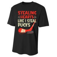 Stealing Heart Like I Steal Pucks Valentines Day Hockey Performance Sprint T-Shirt