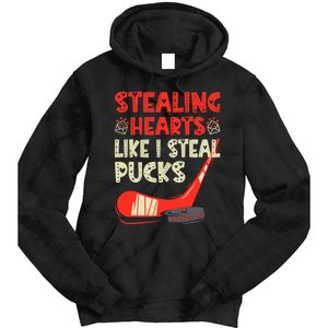 Stealing Heart Like I Steal Pucks Valentines Day Hockey Tie Dye Hoodie