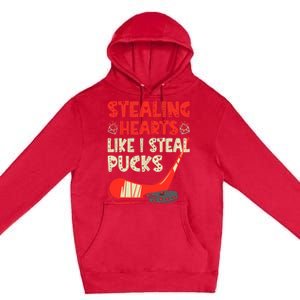 Stealing Heart Like I Steal Pucks Valentines Day Hockey Premium Pullover Hoodie