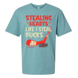 Stealing Heart Like I Steal Pucks Valentines Day Hockey Sueded Cloud Jersey T-Shirt