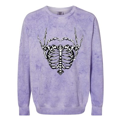 Skeleton Hands Love Heart Halloween Costume Colorblast Crewneck Sweatshirt