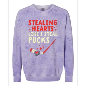 Stealing Heart Like I Steal Pucks Valentines Day Hockey Colorblast Crewneck Sweatshirt