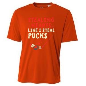 Stealing Heart Like I Steal Pucks Valentines Day Hockey Cooling Performance Crew T-Shirt