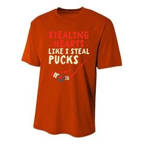 Stealing Heart Like I Steal Pucks Valentines Day Hockey Performance Sprint T-Shirt