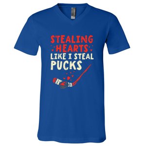 Stealing Heart Like I Steal Pucks Valentines Day Hockey V-Neck T-Shirt