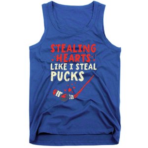 Stealing Heart Like I Steal Pucks Valentines Day Hockey Tank Top