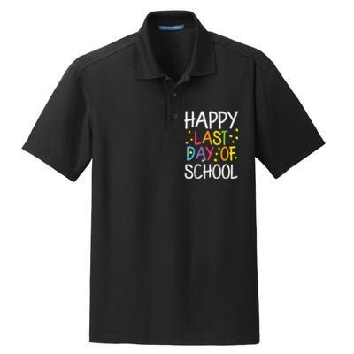 Stars Happy Last Day Of School Cute Graduation Teacher Dry Zone Grid Polo