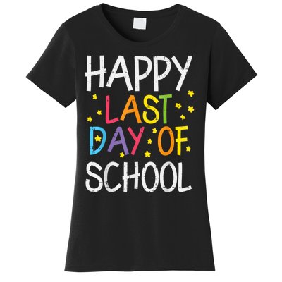 Stars Happy Last Day Of School Cute Graduation Teacher Women's T-Shirt