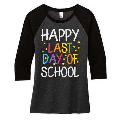 Stars Happy Last Day Of School Cute Graduation Teacher Women's Tri-Blend 3/4-Sleeve Raglan Shirt