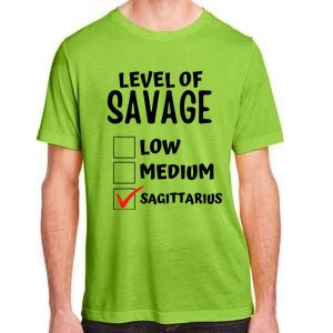 Sagittarius Horoscope Level Of Savage Zodiac Traits Pun Gift Adult ChromaSoft Performance T-Shirt