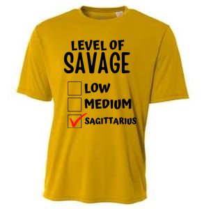 Sagittarius Horoscope Level Of Savage Zodiac Traits Pun Gift Cooling Performance Crew T-Shirt